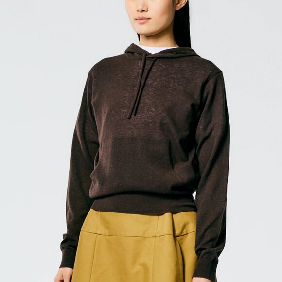 Tibi Skinlike Mercerized Wool Shrunken Hoodie - Picture 1 of 7